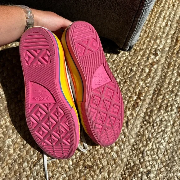 Converse - Platform Pink and Yellow Sneakers - Picture 4 of 4